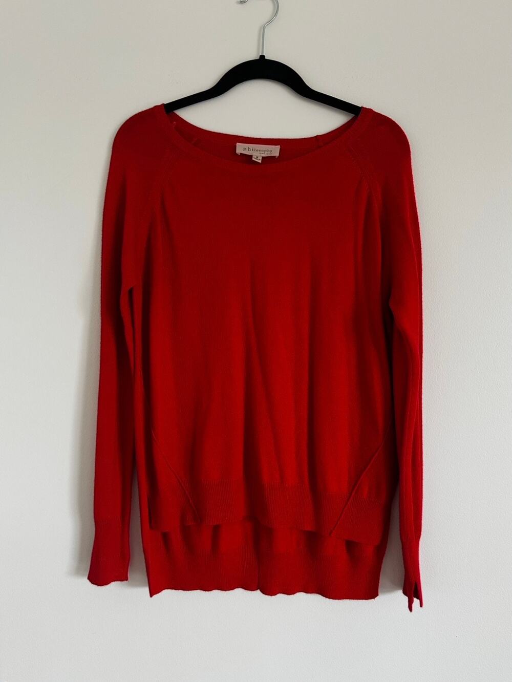 Philosophy Republic Clothing Red High Low Knit Pullover Sweater Size M